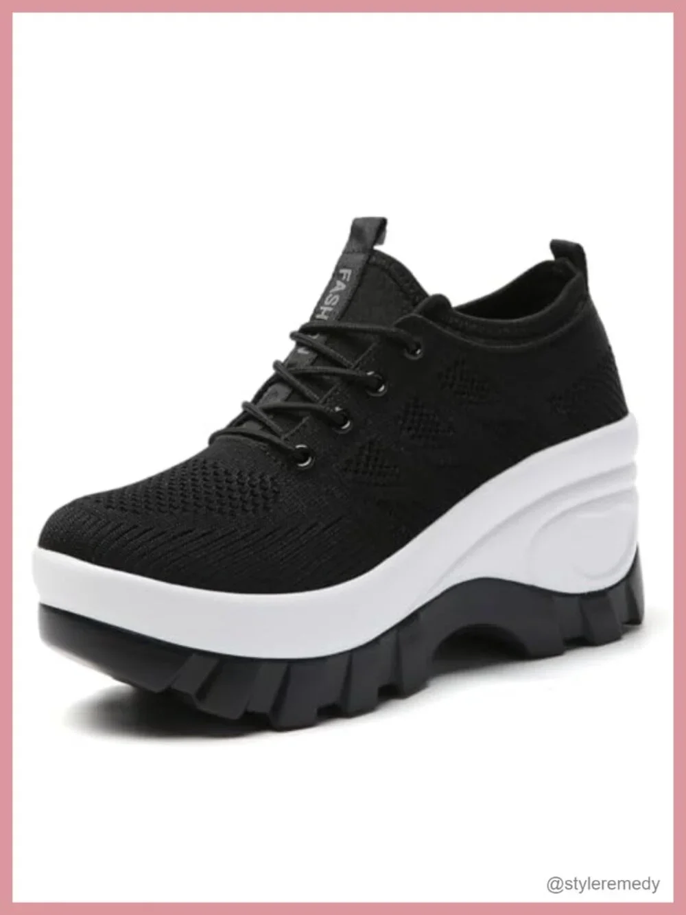 Women's Chunky Platform Orthopedic Walking Shoes Knitted Breathable Lace Up